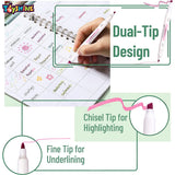 Toyshine 5 Pcs Artists Double Sided Highlighter Colored Manga Drawing Markers set for Adult and Kids Fine Tip Markers and Broad Chisel Art Pen