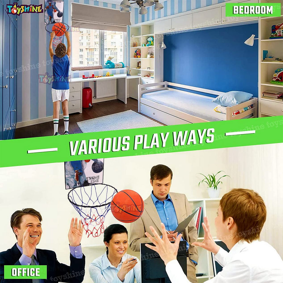 Toyshine Indoor Door and Wall Mountable Basketball Hoop Set with 7 No Basketball, Mix Color (SSTP)