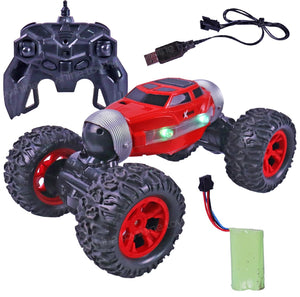 Toyshine 1:16 Scale 2.4GHz four-wheel drive Double Mode dual sided rotating Inbuilt with Chassis Elevated system and vaccum tyres remote-controlled rechargeable toy car - Red