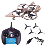 Toyshine 2.4Ghz Remote Control RC Glider Quadcopter with LED Light Indication Gyro Stabiliser 4 Blade Propellers 360° Flip Performance Altitude Hold Cool Light Jet Fighter Toy for 8+ Years (Brown)