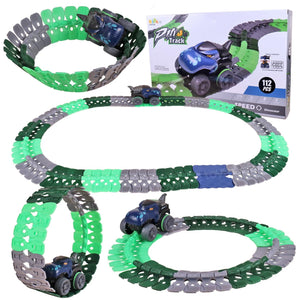 Toyshine Race Track Toy Set Educational Twisted Flexible Tracks 112 Pcs with Electric Piho Design Car Toys for Kids - Multicolour