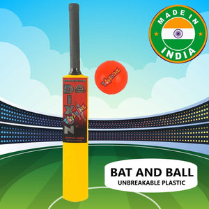 Toyshine Bat and Ball Cricket Combo, ABS Unbreakable Plastic, Made in India | Size 5, 10-12 Years
