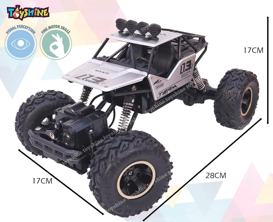 Toyshine Alloy Dirt Drift Remote Controlled Rock Car RC Monster Truck, Four Wheel Drive, 1:18 Scale 2.4 Ghz