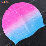 Toyshine Silicone Long Hair Swim Caps - Durable Silicone Swimming Cap Pink Multi SSTP