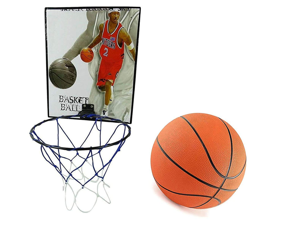 Toyshine Indoor Door and Wall Mountable Basketball Hoop Set with 7 No Basketball, Mix Color (SSTP)