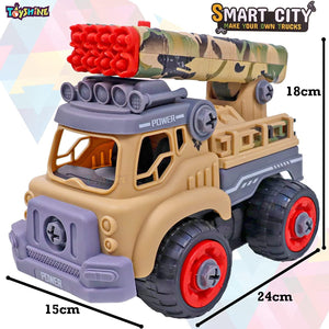 Toyshine Take-a-Part DIY Army Vehicle Truck Car Toy Set, Friction Motion, - Model B, Brown