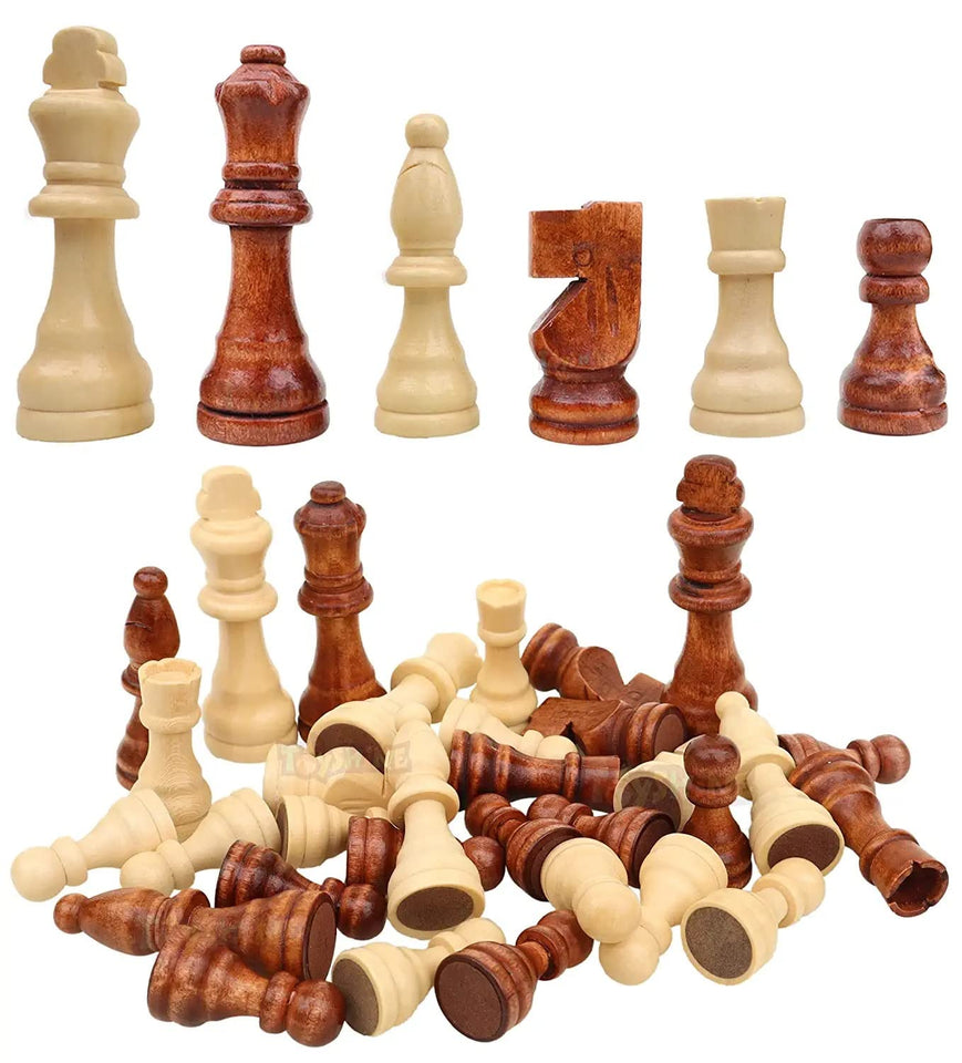 Toyshine Wooden Chess Pieces, Tournament Staunton Wood Chessmen Pieces Only (8 cm King Figures) Chess Game Pawns Figurine Pieces Mix Color (SSTP) - C