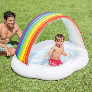 Toyshine Inflatable Rainbow Children's Pool for Babies with Canopy|Party Gift for Boys and Girls 142 x 119 x 84 cm
