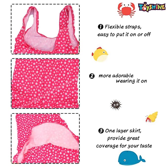 Toyshine Pack of 2 Swimming Costume for Kids Girls 7 yrs and Above (SP-106), Multicolor