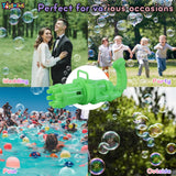 Toyshine 8 Hole Electric Bubbles Gun Gatling Bubble Machine Toy with Scoup Bottle for Children Party Favors Outdoor & Indoor Activity for Boys Girls 3 Years and Above (Green)