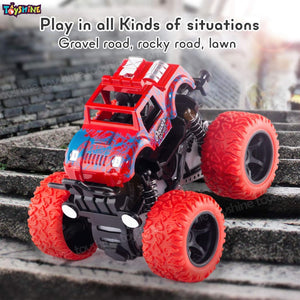 Toyshine Pack of 2 Friction Powered Mini Rock Crawler four-wheel drive off-road stunt toy car for Kids, Multicolor