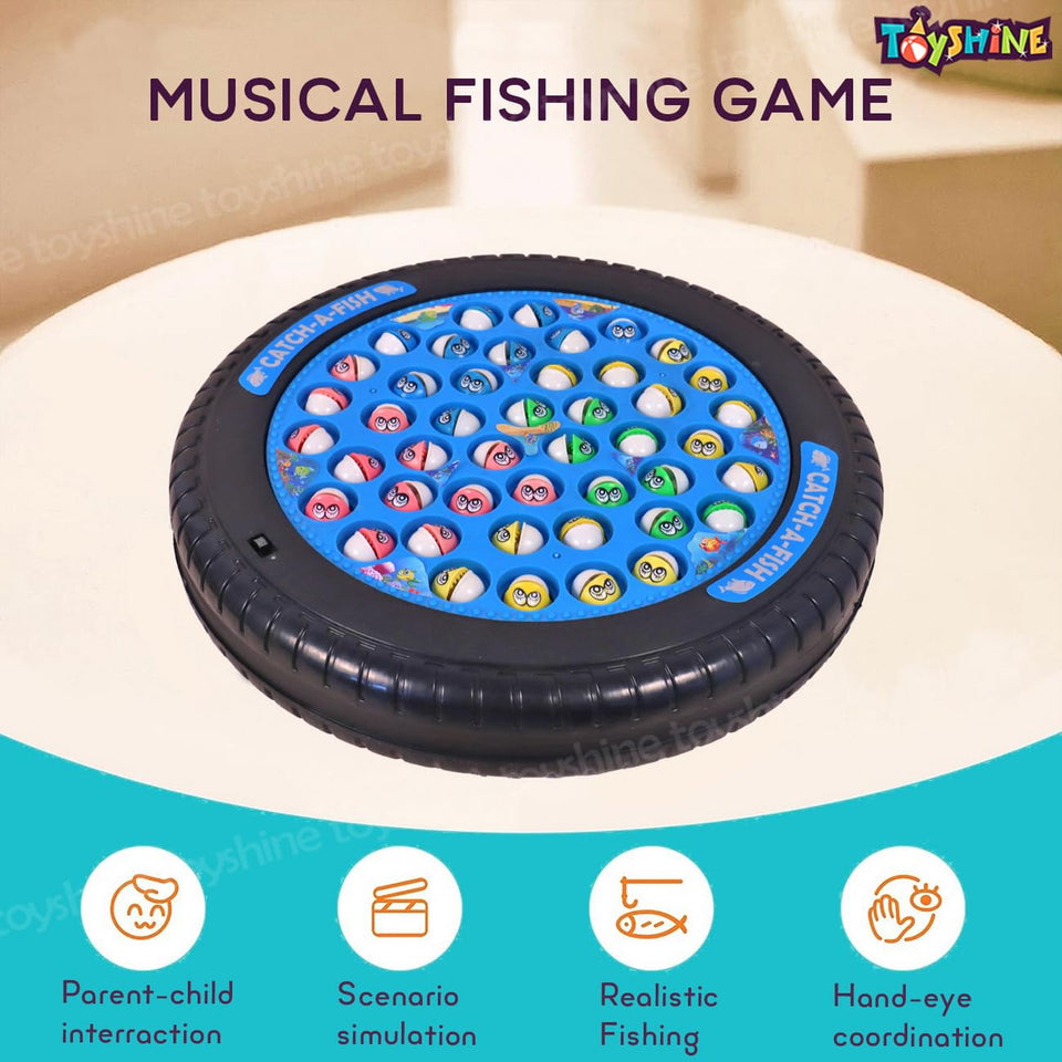 Toyshine Rotating Fish Catching Game Big with 45 Fishes and 4 Sticks a