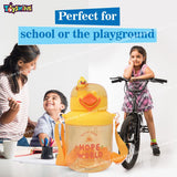 Toyshine Duckling 1150 ML Dual Sip System Kids Water Bottle With Spill Proof Straw, Pop Button, BPA Free - Featuring Soft Handle Grip and Strap Children's Drinkware, Yellow