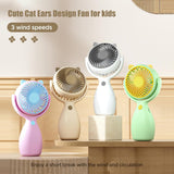 Toyshine Mini Portable Rechargeable Handheld Fan with 3 Speed levels 180° Rotation Small Cute Kool Kitty Fan for Travel/Office/Desktop Kids Girls indoor Outdoor use - White