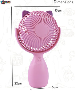 Toyshine Mini Portable Rechargeable Lanyard Handheld Fan with 3 Speed levels 180° Rotation Small Cute Kool Katty Fan for Travel/Office/Desktop Kids Girls indoor Outdoor use - Pink