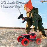 Toyshine 1:16 Scale 27Mhz Smoke Rock Crawler Monster RC Truck with Booster Spray Function All Terrain Stunt Racing Car Rechargeable Indoor Outdoor Toy Car - Red