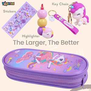 Toyshine 3 Pc Unicorn Theme Kawaii Stationary Set for Kids-Girls Aesthetic Stationery Items for School & College Students - Model A
