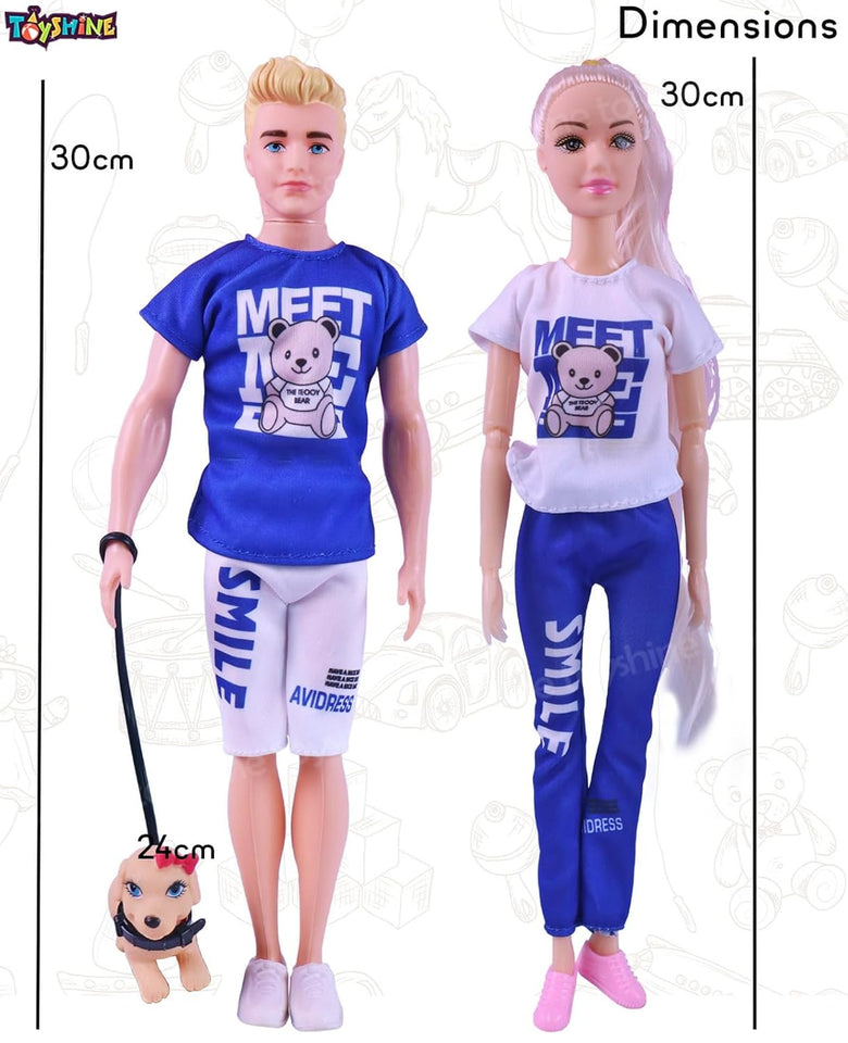 Toyshine Beautiful Summer Magic Couple Fashion Doll Toy Set for Baby K