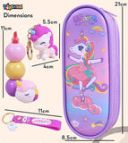 Toyshine 3 Pc Unicorn Theme Kawaii Stationary Set for Kids-Girls Aesthetic Stationery Items for School & College Students - Model A