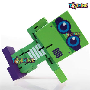 Toyshine Wooden My First Robot Deformation Elastic Robot for Children Toy Gift | Creative Personality Building Blocks Toys, Early Educational, STEM Toy, Green