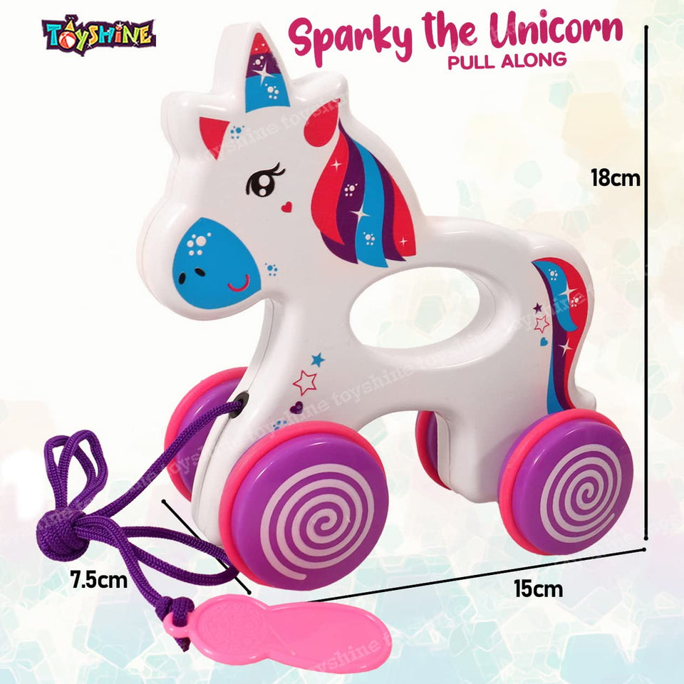 Toyshine Pull Along Unicorn Toy Animal Pull Toy for Toddlers|Age 18 Months, and Up - White