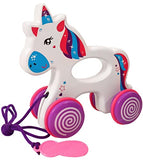 Toyshine Pull Along Unicorn Toy Animal Pull Toy for Toddlers|Age 18 Months, and Up - White