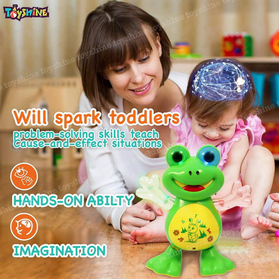Toyshine Musical and Dancing Frog Toy with Lights, Dancing Walking Toys, Baby Infant Toy Learning Development