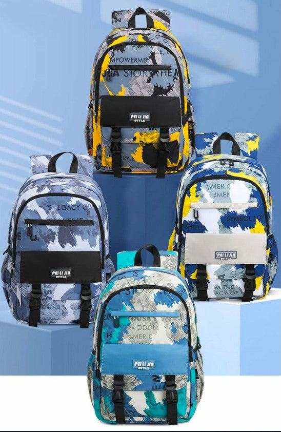 Toyshine Camo Print High School College Backpacks for Teen Girls Boys Lightweight Bag-Blue