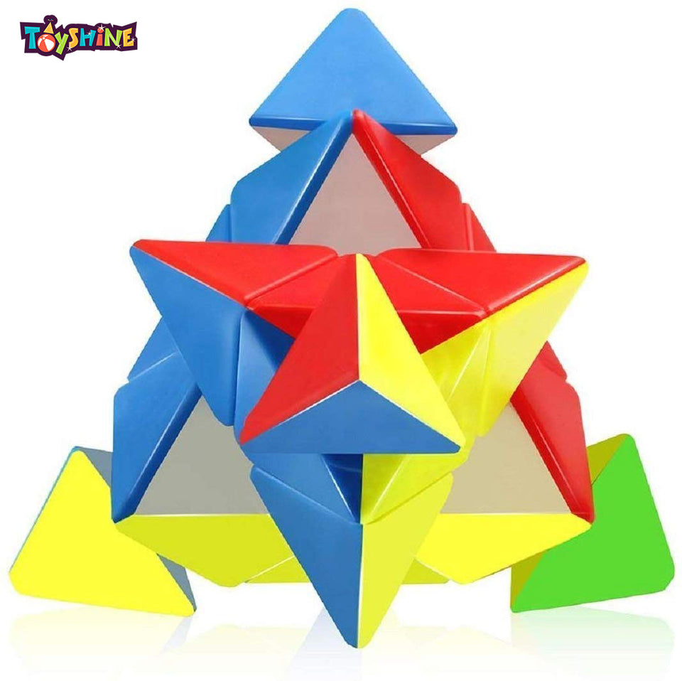 Toyshine Pack of 3 Speed Cube Set, 3x3x3 5x5x5 Magic Stickerless Speed Cube, Hard Movement High Stability Flat Pyramid Speed Cube- Gift Packing Games Toy