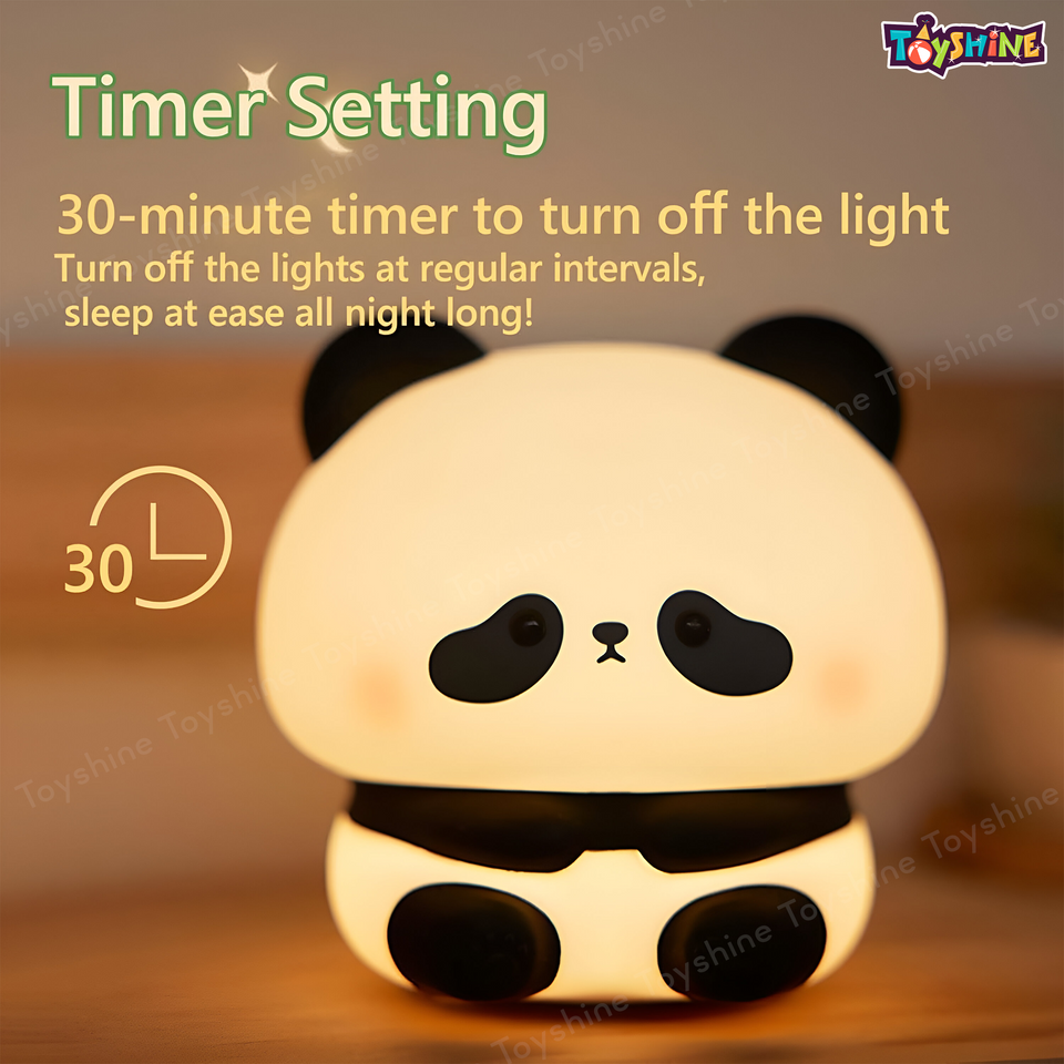 Toyshine Sad Panda Night Light Squishy Silicone 3-Level Dimmable LED Rechargeable Touch Lamp with Timer Function for Bedroom & Office