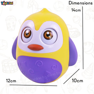 Toyshine Push and Shake Wobbling Bell Sound Roly Poly Revolving Eyes Penguin Early Child Development Sensory Toy - Yellow
