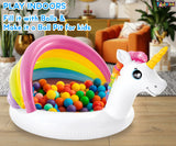 Toyshine Unicorn Shape Inflatable Pool for Kids with Sunshade Water Fun Pool Party Gift for Boys and Girls 50" x 40" x 27" with 45L Water Capacity