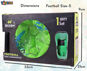 Toyshine Dixon 4 in 1 Football Combo Set Toy Gift for Kids | 1 Football, 1 Pair Shin Guard, 1 Pump| Birthday Gift for Boys Girls Toddler 4-10 Year Old - Green