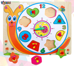 Toyshine 5 pc Time Learning Cute Animal Shaped Wooden Clock for Kids with Moveable Hands