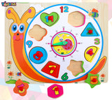 Toyshine 5 pc Time Learning Cute Animal Shaped Wooden Clock for Kids with Moveable Hands