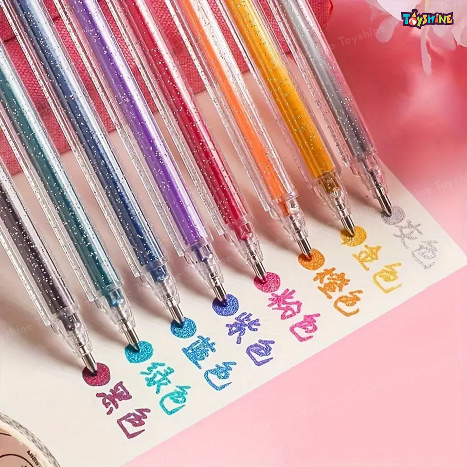 Toyshine 6 Set Glitter Gel Pens1.0mm Metallic Vibrant Sparkle 12 Colors Pens for Coloring Calligraphy Cards Drawing Doodling Crafts Scrapbooks Birthday Return Gift Party Favor for Kids Girls Boys