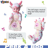Toyshine Peek-A-Boo Laughing Plush Stuffed Cow Animal, 12 Inches, White