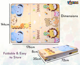 Toyshine 144cm x 176cm Baby Play Mat for Floor Extra Large Foam Play Mat for Baby Foldable Reversable Waterproof Gym Activity Crawling Mat Non Toxic - Animal Print