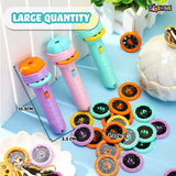Toyshine 6 Pack Projector Toys for Kids 3 Slids, Projector Flashlight Torch, Kids Projection Light Toy Educational Cartoon Story Torch Projector Bedtime Toy for Kids Best Gift for Kids (24 Patterns)