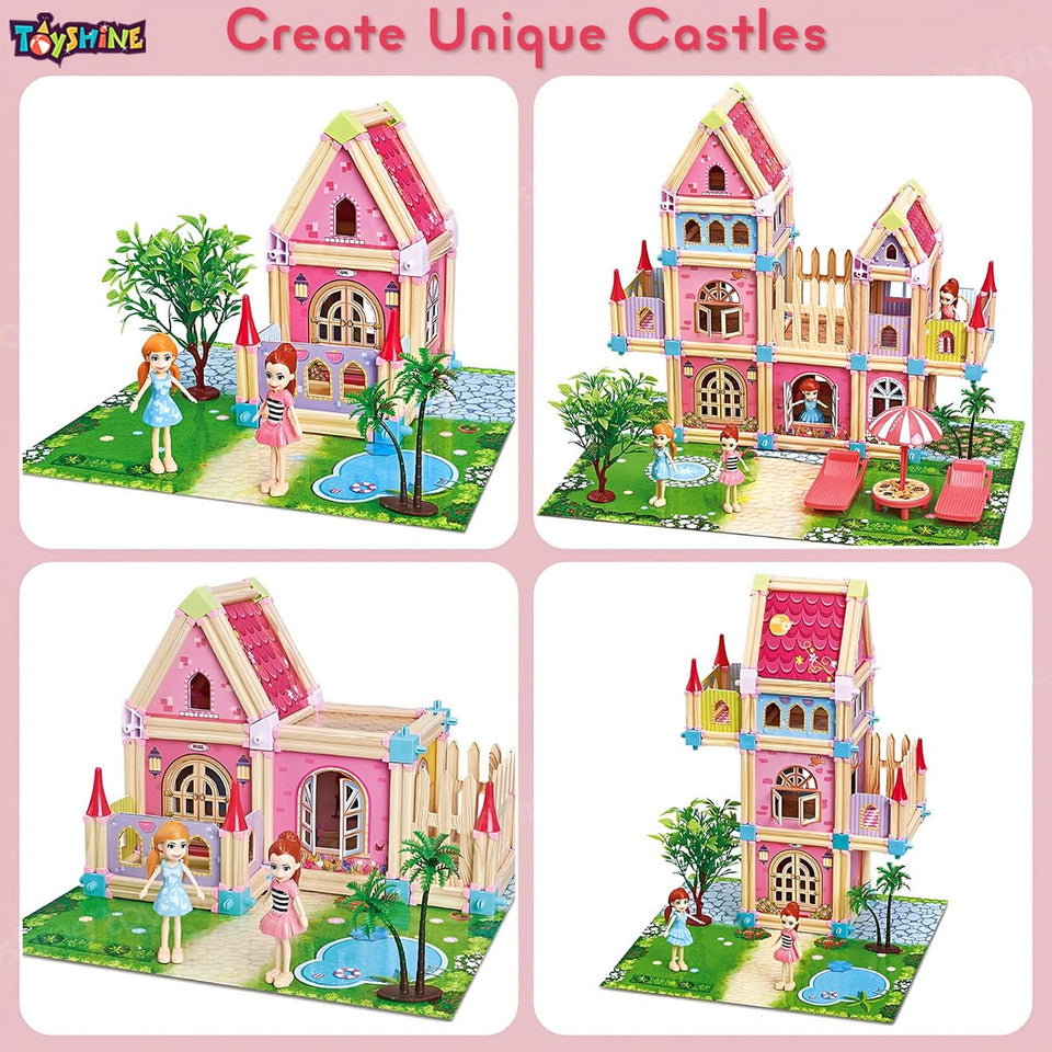 Toyshine 234 Pcs DIY Doll House Blocks with 4 Dolls Play House Learning Toy for Girl Ages 5+ Birthday Gift Develops Thinking Skills Creative Play