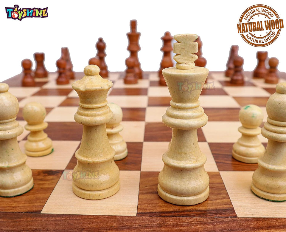 Toyshine Superfine Quality Wooden Chess Board Game 40X40 Cms Smooth Surface with Large Coins SSTP (TS-2022)