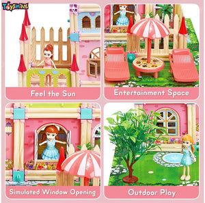 Toyshine 234 Pcs DIY Doll House Blocks with 4 Dolls Play House Learning Toy for Girl Ages 5+ Birthday Gift Develops Thinking Skills Creative Play