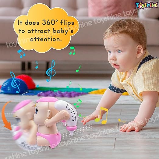 Toyshine Battery Powered Voice Control Cute Adorable Tumbling Baby with Dynamic Sound Musical Interactive Toy for Babies & Kids