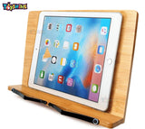 Toyshine Foldable Bamboo Cookbook Stand 11" x 8.75" Portable Recipe Holder, Reading Frame Rest Holder Adjustable Desk Bookrest, Tablet Stand/Textbook Book Holder/, Smooth Surface No Pattern