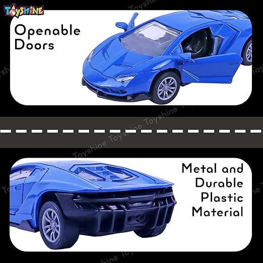 Toyshine 1:32 Scale Die Cast Sports Model Vehicle Toy Car with Pull Back Function Along with Opening Door Feature for Kids Boy Girl 3+, Blue