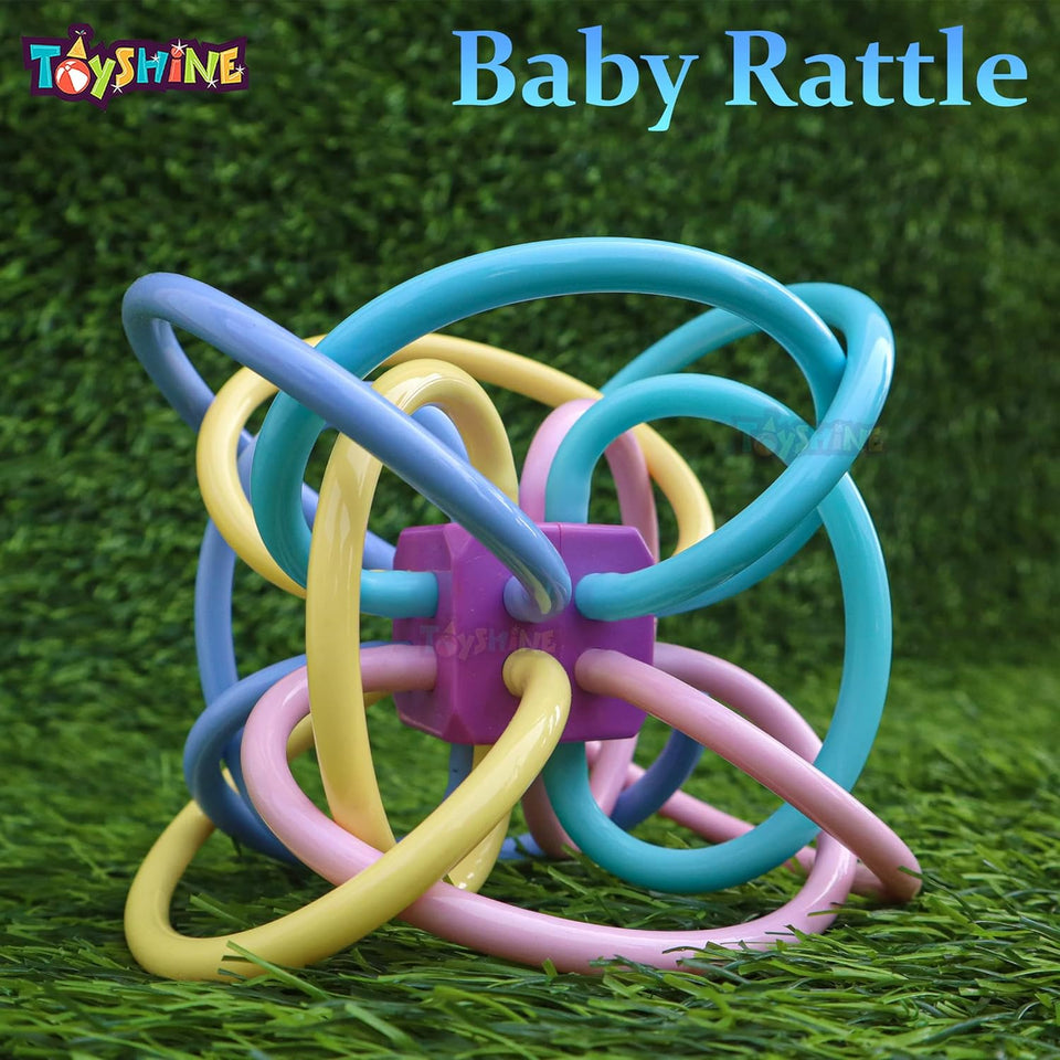 Toyshine Baby Mouth Toys Teether Grab, Chew, and Shake Teething Rattle Toy