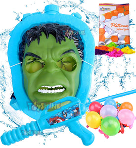 Toyshine Holi Water Gun with High Pressure, Back Holding Tank, 1.0 L, Angry Man with Mask