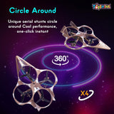 Toyshine 2.4Ghz Remote Control RC Glider Quadcopter with LED Light Indication Gyro Stabiliser 4 Blade Propellers 360° Flip Performance Altitude Hold Cool Light Jet Fighter Toy for 8+ Years (Brown)