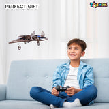 Toyshine 2.4Ghz Remote Control RC Glider Quadcopter with LED Light Indication Gyro Stabiliser 4 Blade Propellers 360° Flip Performance Altitude Hold Cool Light Jet Fighter Toy for 8+ Years (Brown)