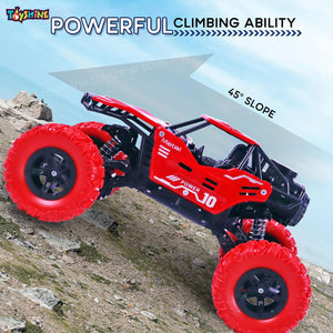 Toyshine 1:16 Scale 27Mhz Smoke Rock Crawler Monster RC Truck with Booster Spray Function All Terrain Stunt Racing Car Rechargeable Indoor Outdoor Toy Car - Red